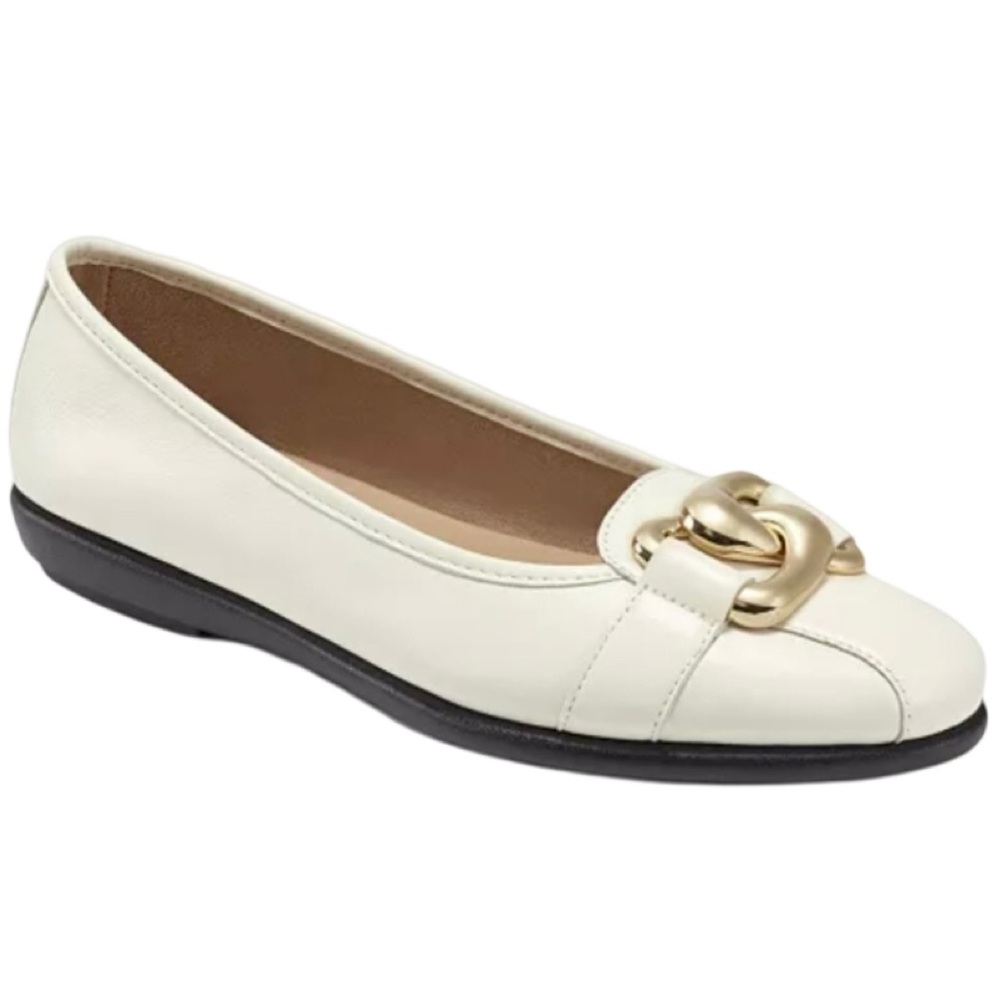 AEROSOLES leather comfy ballet flats chain hardware detail women Size 9.5M